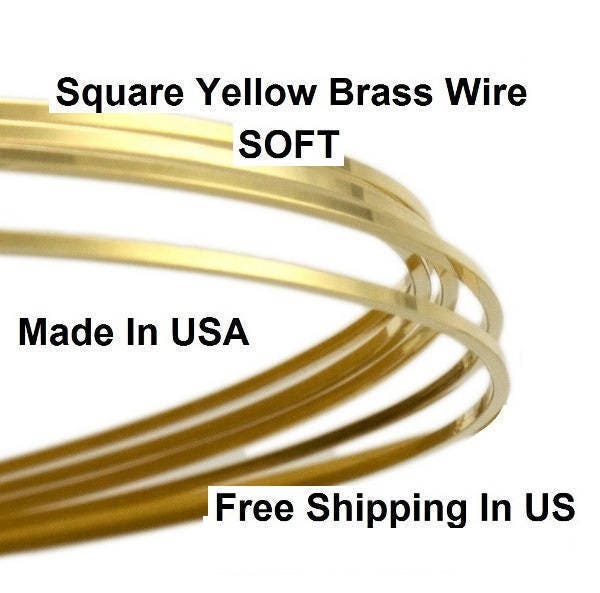 Square Brass Wire 18 Ga (Dead Soft) Yellow brass #260 / Sold By the Feet
