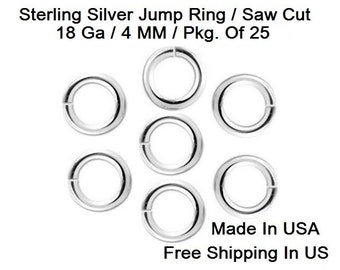 4.0 MM Sterling Silver 18ga Heavy Jump Ring pkg. of 25 #184bs