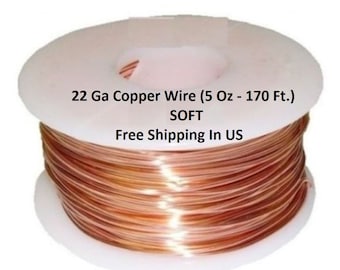 Genuine Solid Copper Wire  22ga 5 OZ. 170 Ft. (Soft)  bright copper on spool