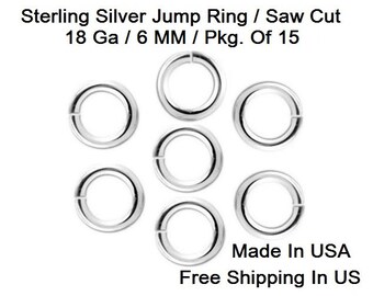 6.0 MM Sterling Silver 18 Ga Heavy Jump Ring pkg. of 15 #186bs