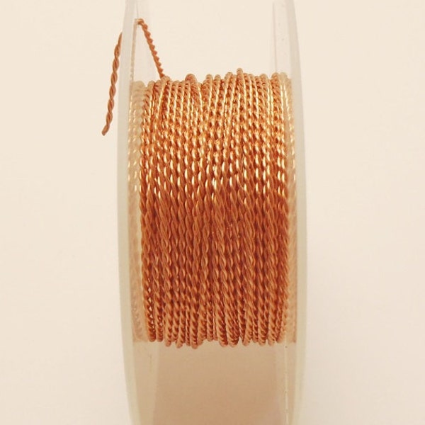 Copper Twisted Fancy Wire Diameter 20Ga 15 Ft. on spool  Made In USA (Genuine Solid Copper)