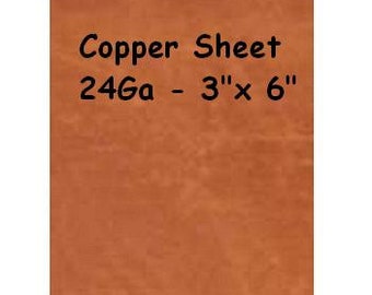 Solid Copper Craft Sheet  24Ga  3" x 6" Soft