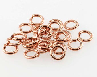 18 Ga massief koperen ronde open ringetje 4 MM tot 10 MM O/D (pak van 1 oz)