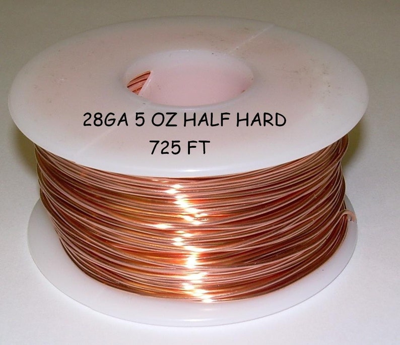 Genuine Solid Copper Wire 28 ga 5 OZ.725 Ft. bright copper image 1