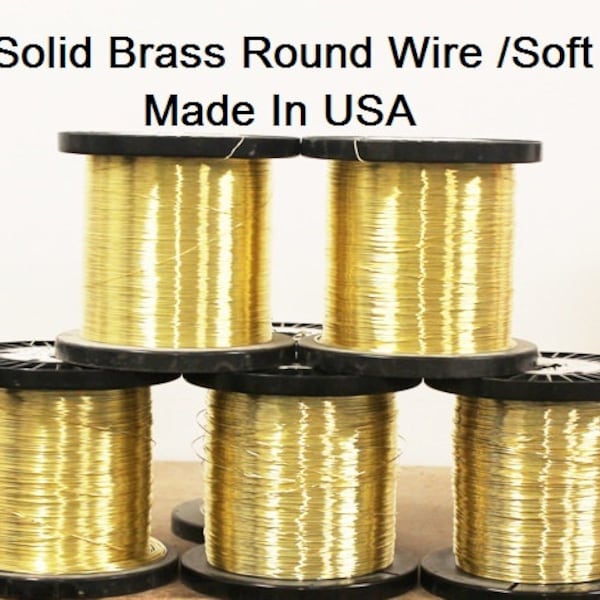 Solid Raw Brass ( Dead Soft )  Round Wire - See Variations For Size & Length  / Made In USA