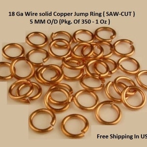 18 Ga. Wire  Copper Jump Ring  5mm- 350 pcs. 1 Oz.(Saw Cut) bright