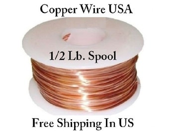 Copper Wire 99.9% Pure 1/2 lb Spool. (Sizes 10 Ga ~ 30 Ga ) Dead Soft Or Half Hard - Jewelry Making, Craft, Hobby Wire