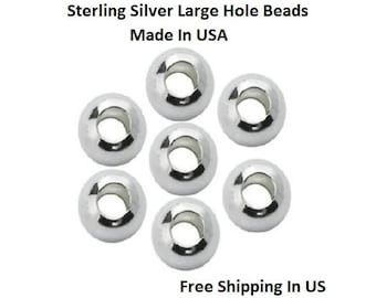 6 MM  20 Pcs .925 Sterling Silver Large Hole Round Beads Seamless B2106LS