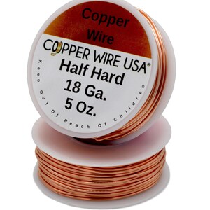 18 Ga Copper Wire 5 OZ.  70 Ft. ( Half Hard ) Genuine Solid   bright copper