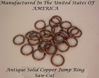 Solid Copper Antique jump ring 18ga wire 4.5 mm O/D 485 pcs. I OZ  Saw Cut solid copper