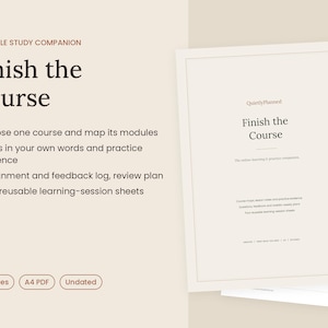 Online Course Planner Printable, Study Notes, Learning Tracker and Assignment Log (A4 PDF)