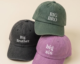 Embroidered Big Brother Big Sister Baseball Cap, Kids Sibling Hat