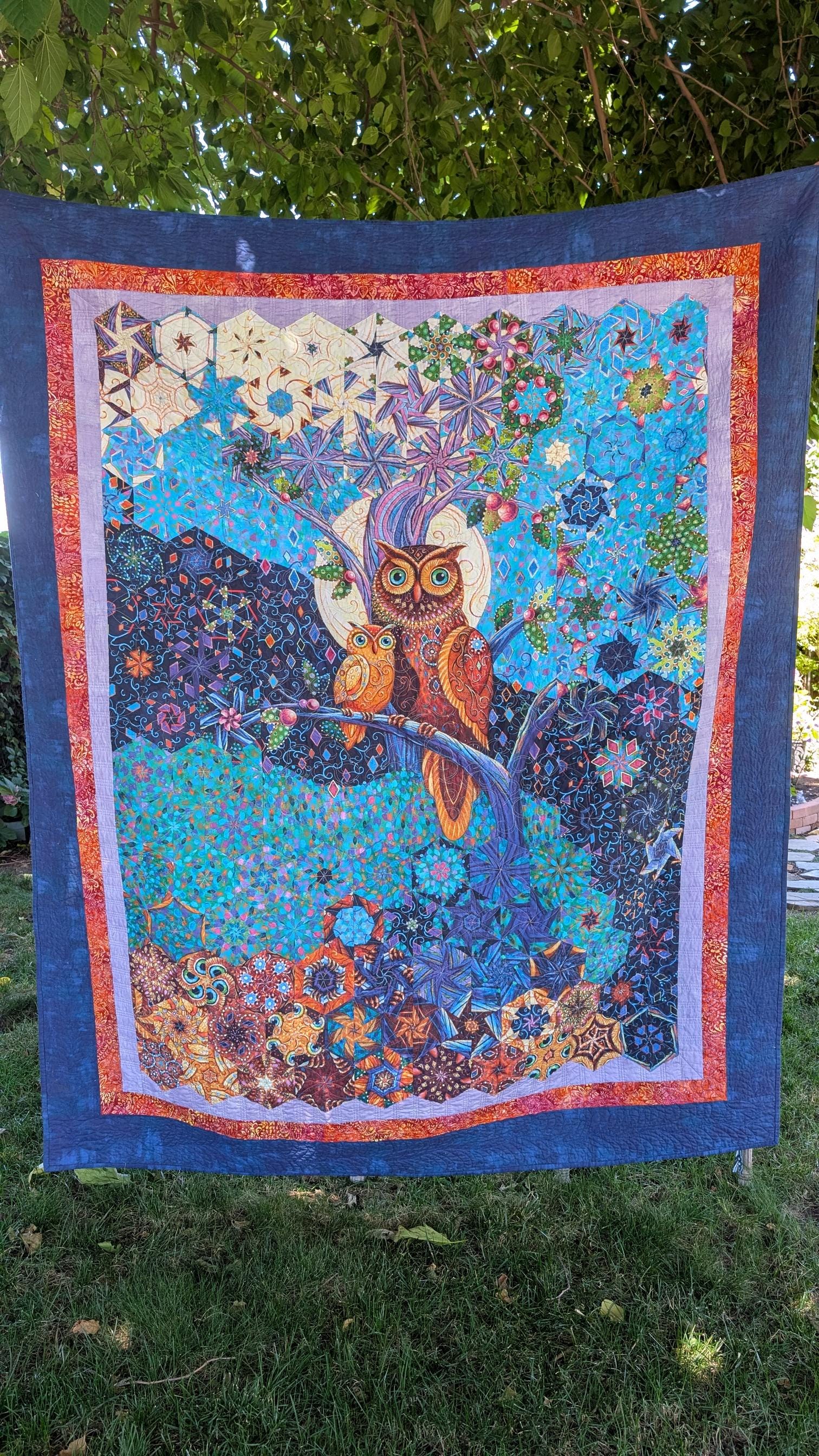 Art Modern Kaleidoscope Quilt Midnight Owls