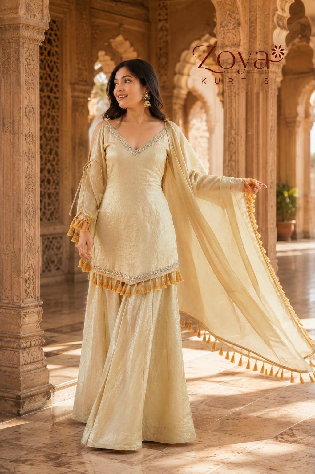 Champagne Pakistani Wedding Dress