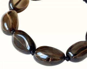 Smoky Quartz Mahogany Bracelet with Black Onyx, adjustable