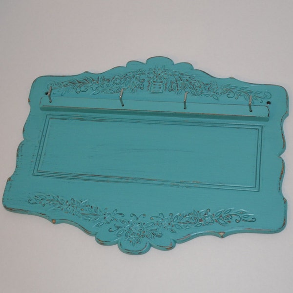 Key Rack Shabby Chic Vintage Turquoise Aqua Blue Upcycle Recycle Handmade LittlestSister