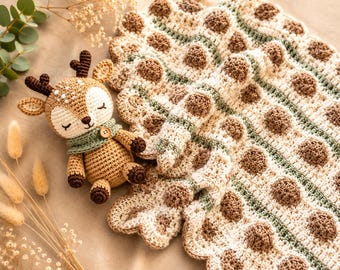 Crochet Deer Lovey Blanket Pattern | Amigurumi Security Plush Toy Tutorial (PDF Download)