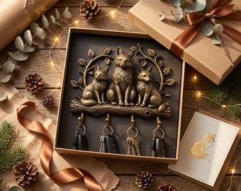 Fox Family Key Holder 3D Print File | Woodland Animal Wall Key Rack (Digital Download)