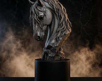 Horse Bust STL File, Horse Head Sculpture 3D Print, Equestrian Decor STL, Horse Statue STL, 3MF Digital Download Model