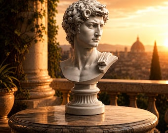David Bust Renaissance Marble Sculpture for 3D Printing | Classical Greek Statue Decor |