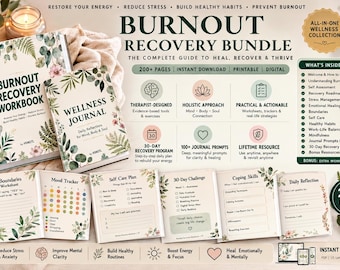 Burnout Recovery Workbook | Stress Management, Self-Care Planner, CBT Worksheets (PDF)