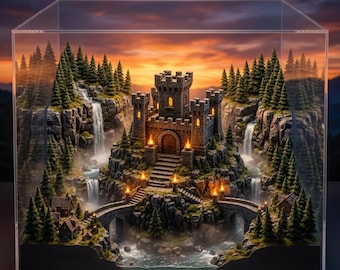 Medieval Castle STL File, Fantasy Fortress 3D Print, Tabletop Terrain STL, D&D Scenery, Miniature Castle, 3MF Digital Download