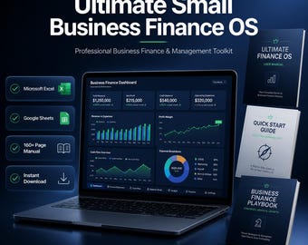 Small Business Finance Spreadsheet, Excel Budget Planner, Google Sheets Finance Tracker, Cash Flow, Invoice & Expense Tracker