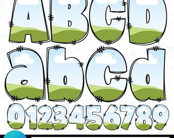 Canva-Rahmen-Doodle-Alphabet (Großbuchstaben, Kleinbuchstaben und Zahlen), bearbeitbare Canva-Buchstabenvorlage, benutzerdefiniertes Füllmuster, digitaler Download