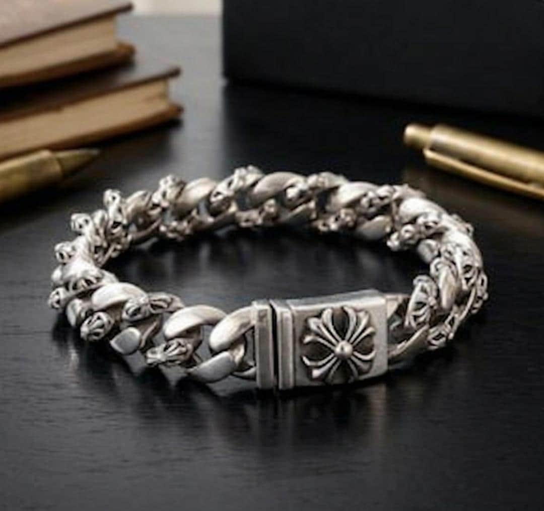 CHROME HEARTS　s925 フラワーモチーフ バングル Chrome Hearts Floral Bracelet - Etsy