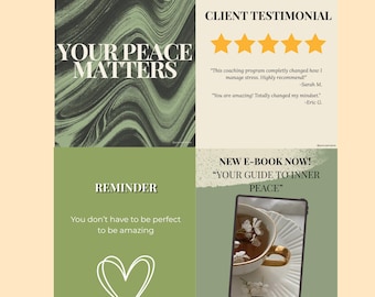 30 Mental Health Instagram Templates for Wellness Coaches (Canva)