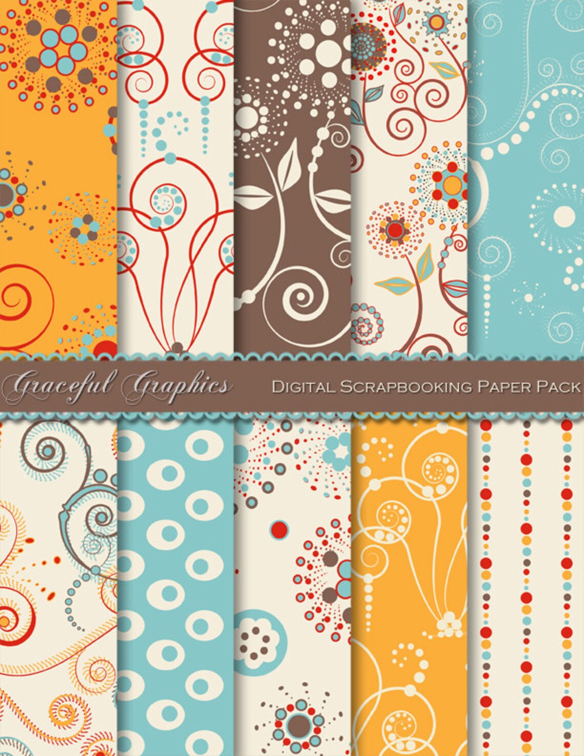 Digital Paper: DIGITAL PAPER Swirls Scrapbook | Etsy