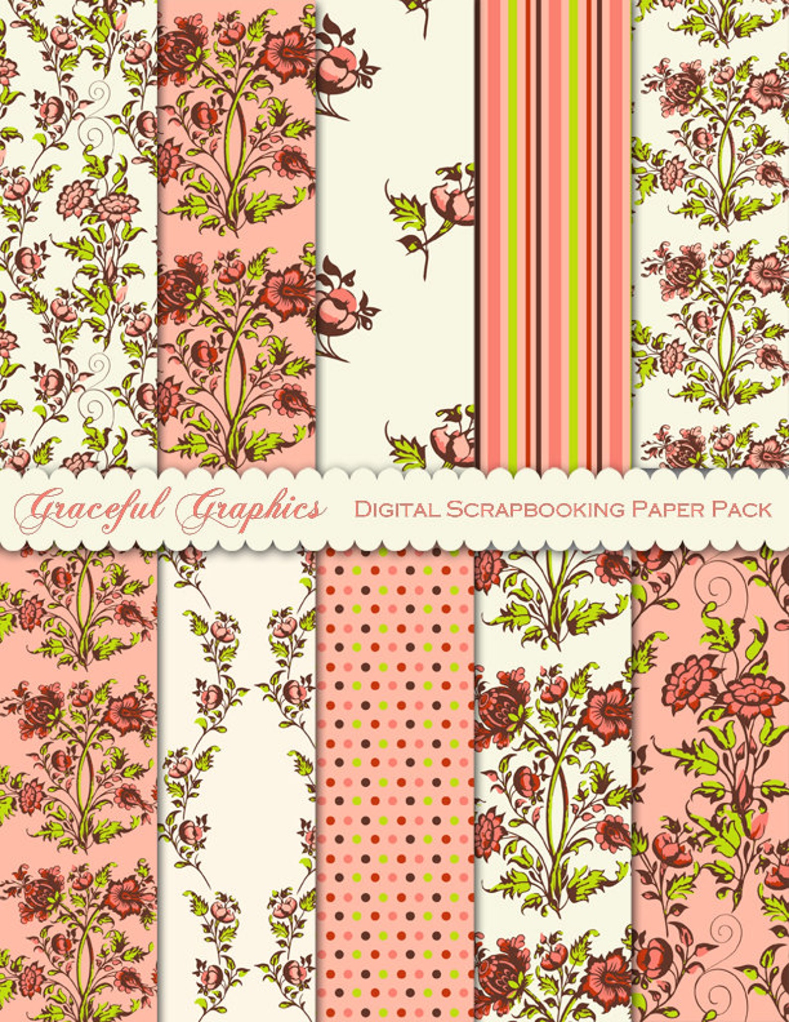 Digital Scrapbook Paper Pack Scrapbooking Background Papers Etsy