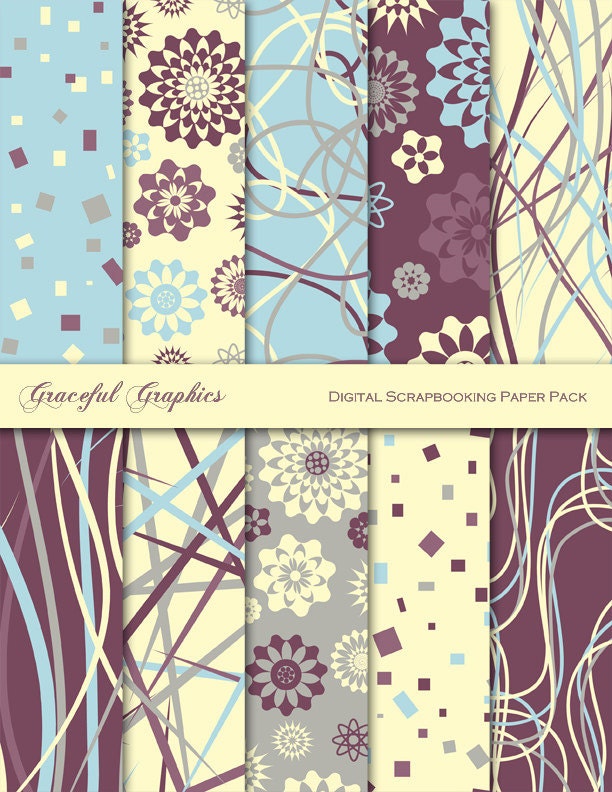 Download Digital Paper Pack CONFETTI Scribbles DOODLE Flowers Tan ...