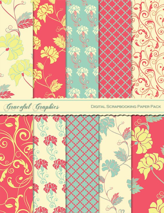 Scrapbook Paper Pack Digital Scrapbooking Background Papers Etsy