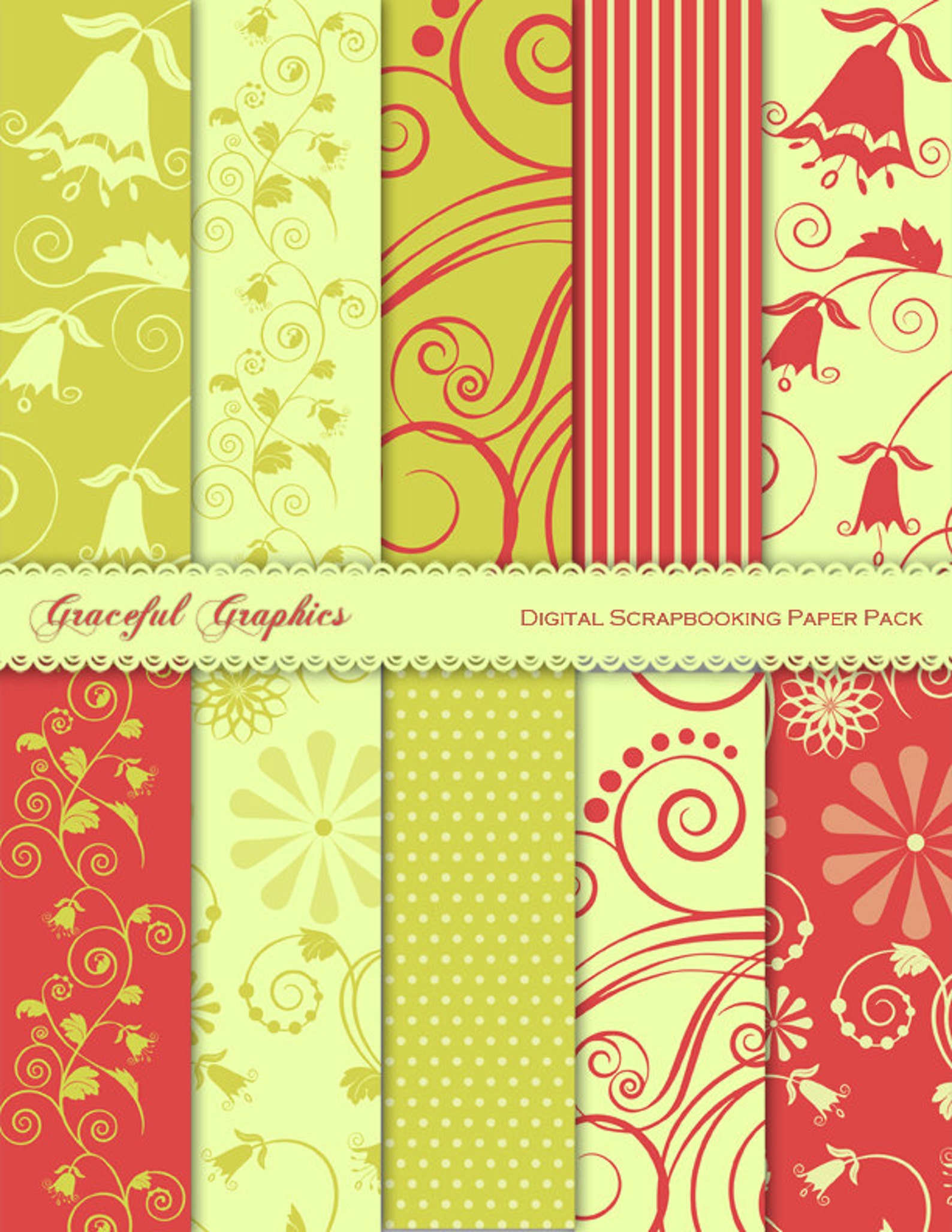 Digital Paper Scrapbook Pack 10 Sheets 8.5 x 11 Scrapbooking Etsy