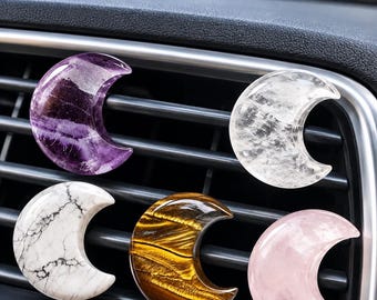 Clip para rejilla de ventilación de coche con cuarzo rosa, ojo de tigre, cuarzo transparente y cristal de amatista, energía relajante, decoración bohemia para coche.