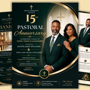 Pastoral Anniversary Program Template, Pastor Appreciation Program, Church Anniversary Booklet, Editable Canva Church Program, 4 Page Bifold