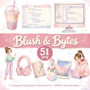 Akvarell kodare flickor clipart: Kvinnor Tech Laptop STEM, 51 Transparent PNG