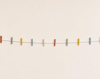Handmade Kids Art Display Garland, Vintage Rainbow Clothespin Wall Decor