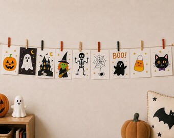 Halloween Kids Art Display Garland, Kids Artwork Holder, Halloween Wall Decor, Halloween Banner, Fall Playroom Decor