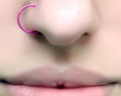 20ga 10mm No Piercing Large Big 12mm 11mm Fuchsia Bright Rose Nose Cuff Ring fake nose piercing nostril ring piercing imitation nasenring