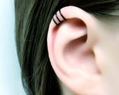 No Piercing Black Three Rings Helix Ear Cuff triple rings helix piercing imitation ohrklemme ohrclip ear jacket manschette fake piercing ohr