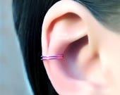 No Piercing Conch Ear Cuff Double Rose Ring piercing imitation fake faux piercing plain ohrklemme ohrclip ear cartilage manschette jacket