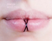20ga 9mm 10mm No Piercing Black Criss Cross Lip X Ring Twisted Cuff Ring lippenring faux lèvre piercing imitation cross over lip double ring