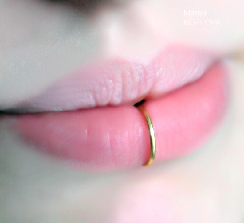 9.5mm 18g Piercing Imitation Gold Smooth Lip Ring Etsy