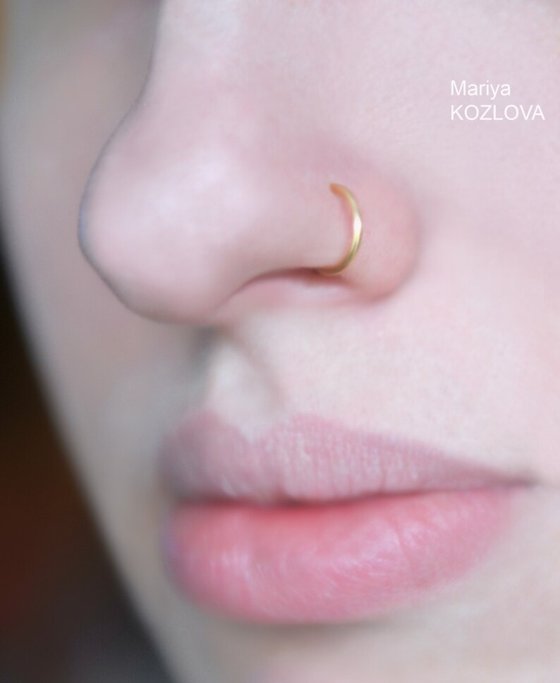 18ga 7mm Gold Nose Ring 8mm9mm6mm5mm Nostril Hoopfake nose piercingnariz piercing imitationfake nasenring piercingfaux anneau nez