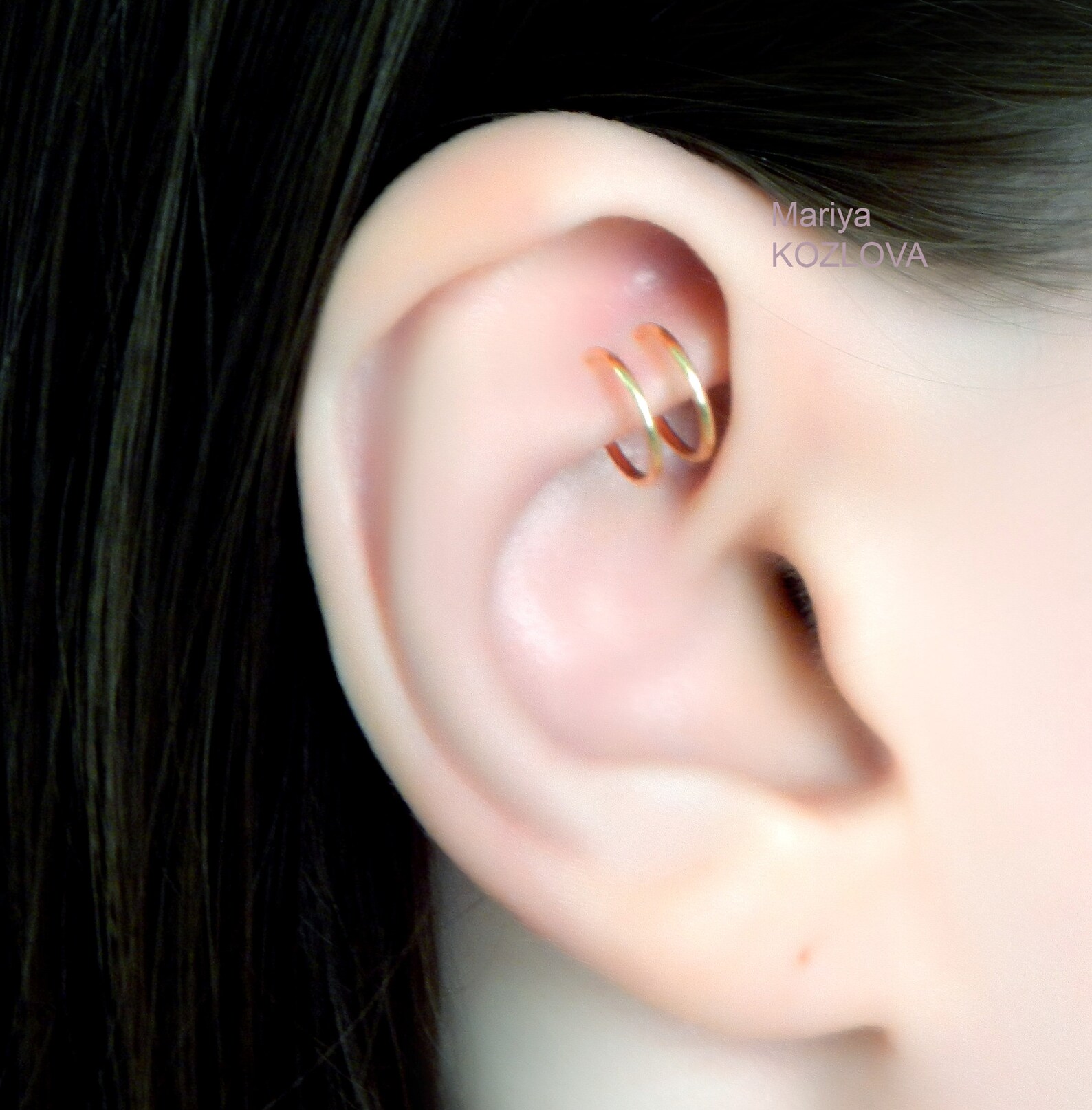 Fake Ear Piercing 7mm Rook Rings/Cartilage Ear Cuff/Double Etsy