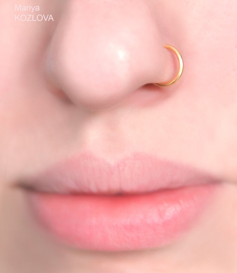18ga 7mm Gold Nose Ring 8mm9mm6mm5mm Nostril Hoopfake nose piercingnariz piercing imitationfake nasenring piercingfaux anneau nez