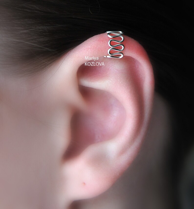No Piercing Helix Ear Cuff Art Deco Waves/ Top Upper Ear Cuff/ Etsy