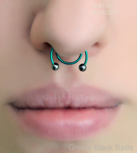 Fake Circular Barbell No Piercing Nose Cuff 20ga Septum Ring Etsy